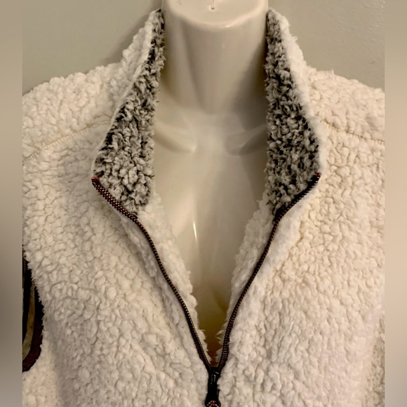 TRUE GRIT Sherpa Cream White zipper front Vest Women’s L Large Urban Outfitters - Picture 3 of 7